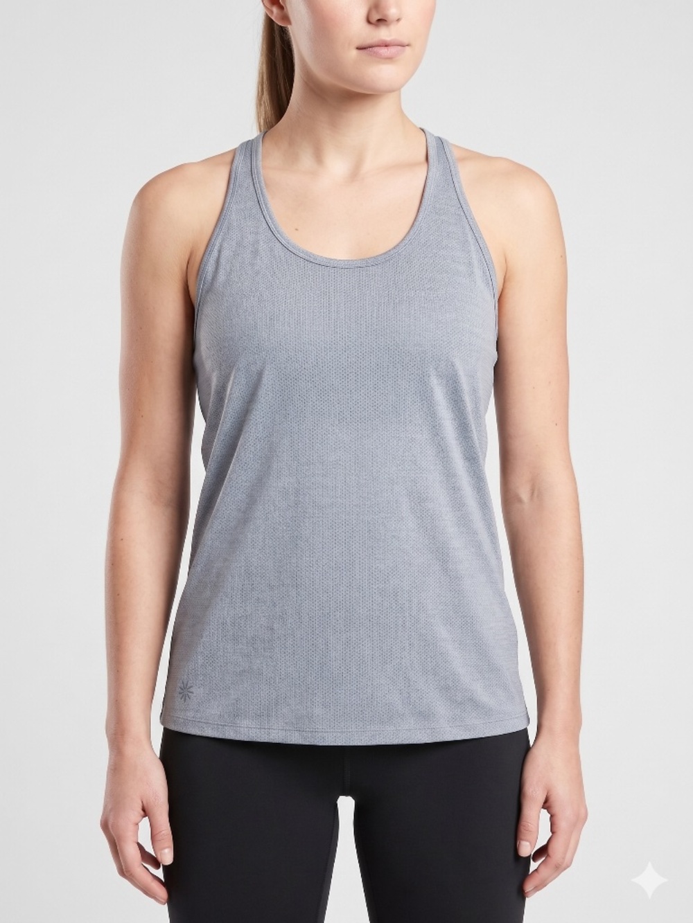 Athleta Gray Mesh Performance Tank Top Size Large Neon Yellow Straps
